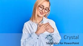  Presentation with optometry - Audience pleasing presentation design consisting of beautiful-caucasian-oculist-woman-wearing backdrop and a light blue colored foreground