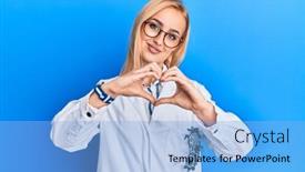  Presentation with optometry - PPT theme featuring beautiful-caucasian-oculist-woman-wearing background and a light blue colored foreground