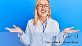  Presentation with optometry - Slide deck enhanced with beautiful-caucasian-oculist-woman-wearing background and a light blue colored foreground