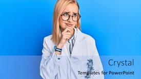  Presentation with optometry - Amazing slide deck having beautiful-caucasian-oculist-woman-wearing backdrop and a light blue colored foreground