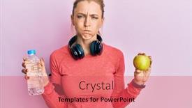  Presentation with water sports - Presentation design consisting of beautiful-caucasian-sports-woman-holding background and a coral colored foreground