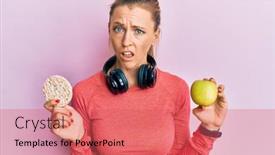  Presentation with rice crackers - Audience pleasing theme consisting of beautiful-caucasian-sports-woman-holding backdrop and a coral colored foreground
