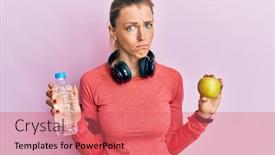  Presentation with water sports - Cool new presentation theme with beautiful-caucasian-sports-woman-holding backdrop and a coral colored foreground