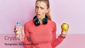  Presentation with water sports - Cool new PPT theme with beautiful-caucasian-sports-woman-holding backdrop and a coral colored foreground