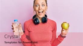  Presentation with water sports - Slide set featuring beautiful-caucasian-sports-woman-holding background and a coral colored foreground