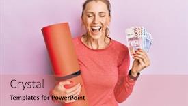  Presentation with swedish - Slides with beautiful-caucasian-sports-woman-holding background and a coral colored foreground