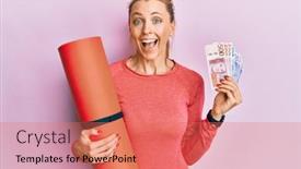  Presentation with swedish - Audience pleasing presentation theme consisting of beautiful-caucasian-sports-woman-holding backdrop and a coral colored foreground