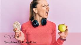  Presentation with rice crackers - Slides enhanced with beautiful-caucasian-sports-woman-holding background and a coral colored foreground