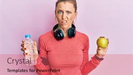  Presentation with water sports - Beautiful slide deck featuring beautiful-caucasian-sports-woman-holding backdrop and a coral colored foreground