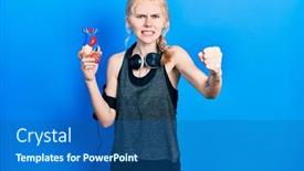  Presentation with sports - Theme with beautiful-caucasian-sports-woman background and a ocean colored foreground