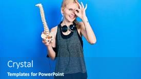  Presentation with spinal - Presentation theme consisting of beautiful-caucasian-sports-woman background and a ocean colored foreground