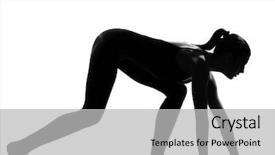  Presentation with tall - Presentation theme featuring beautiful caucasian tall woman ballet dancer stretching warming up full length on studio isolated white background background and a light gray colored foreground