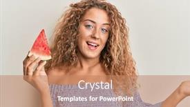  Presentation with achievement - Presentation design with beautiful-caucasian-teenager-girl-eating background and a coral colored foreground