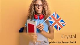  Presentation with student exchange - Audience pleasing PPT layouts consisting of beautiful-caucasian-teenager-girl-exchange backdrop and a yellow colored foreground