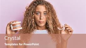  Presentation with orthodontic - Slide set featuring beautiful-caucasian-teenager-girl-holding background and a coral colored foreground