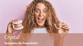  Presentation with orthodontic - PPT layouts with beautiful-caucasian-teenager-girl-holding background and a coral colored foreground