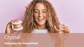  Presentation with orthodontic - PPT layouts having beautiful-caucasian-teenager-girl-holding background and a coral colored foreground
