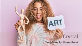  Presentation with tongue - PPT layouts having beautiful-caucasian-teenager-girl-holding background and a coral colored foreground