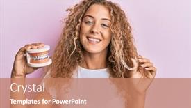  Presentation with orthodontic - Audience pleasing theme consisting of beautiful-caucasian-teenager-girl-holding backdrop and a coral colored foreground