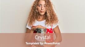  Presentation with charity - Amazing PPT layouts having beautiful-caucasian-teenager-girl-holding backdrop and a coral colored foreground