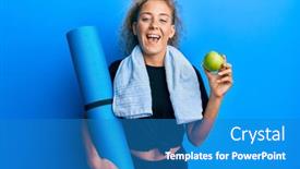  Presentation with beautiful green - Slide deck featuring beautiful-caucasian-teenager-girl-holding background and a teal colored foreground