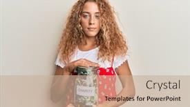  Presentation with charity - Amazing theme having beautiful-caucasian-teenager-girl-holding backdrop and a coral colored foreground