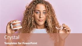  Presentation with orthodontic - Slide set consisting of beautiful-caucasian-teenager-girl-holding background and a coral colored foreground