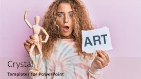  Presentation with fear - Colorful slide set enhanced with beautiful-caucasian-teenager-girl-holding backdrop and a coral colored foreground