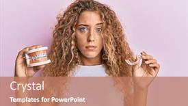  Presentation with orthodontic - Beautiful presentation theme featuring beautiful-caucasian-teenager-girl-holding backdrop and a coral colored foreground