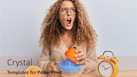  Presentation with orange juice - Cool new PPT theme with beautiful-caucasian-teenager-girl-making backdrop and a coral colored foreground