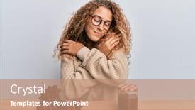  Presentation with confident love - PPT theme with beautiful-caucasian-teenager-girl-making background and a coral colored foreground