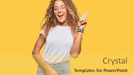  Presentation with tshirt - Slide deck consisting of beautiful-caucasian-teenager-girl-wearing background and a yellow colored foreground
