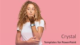  Presentation with kiss - Presentation design with beautiful-caucasian-teenager-girl-wearing background and a coral colored foreground