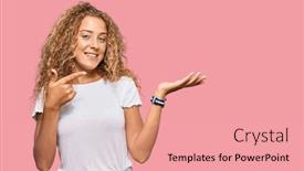  Presentation with girl - Colorful presentation theme enhanced with beautiful-caucasian-teenager-girl-wearing backdrop and a coral colored foreground