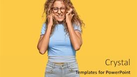  Presentation with noise - Presentation theme featuring beautiful-caucasian-teenager-girl-wearing background and a yellow colored foreground