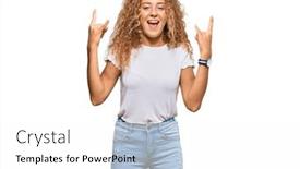  Presentation with rock music - PPT theme featuring beautiful-caucasian-teenager-girl-wearing background and a white colored foreground