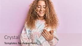  Presentation with tie dye - Colorful presentation design enhanced with beautiful-caucasian-teenager-girl-wearing backdrop and a coral colored foreground