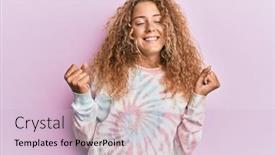  Presentation with tie dye - Colorful presentation theme enhanced with beautiful-caucasian-teenager-girl-wearing backdrop and a lemonade colored foreground