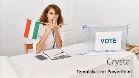  Presentation with political campaign - Presentation with beautiful-caucasian-woman-at-political background and a lemonade colored foreground