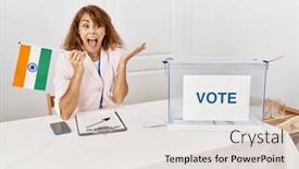  Presentation with political campaign - Theme enhanced with beautiful-caucasian-woman-at-political background and a lemonade colored foreground