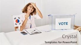  Presentation with political campaign - Slide deck featuring beautiful-caucasian-woman-at-political background and a lemonade colored foreground