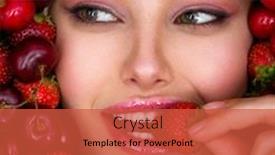  Presentation with makeup - Presentation consisting of beautiful-caucasian-woman-biting background and a red colored foreground