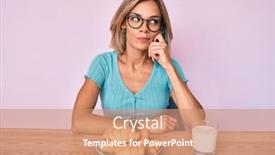  Presentation with croissant - Colorful theme enhanced with beautiful-caucasian-woman-eating-croissant backdrop and a coral colored foreground