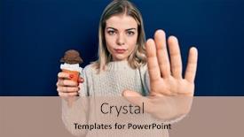  Presentation with ice cream - Presentation consisting of beautiful-caucasian-woman-eating-ice background and a coral colored foreground