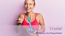  Presentation with weight loss - Slide deck with beautiful-caucasian-woman-eating-measure background and a lemonade colored foreground