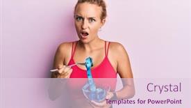  Presentation with weight loss - Presentation theme enhanced with beautiful-caucasian-woman-eating-measure background and a lemonade colored foreground