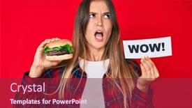  Presentation with wow - Audience pleasing PPT layouts consisting of beautiful-caucasian-woman-eating backdrop and a violet colored foreground