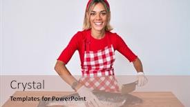  Presentation with crazy - Presentation design consisting of beautiful-caucasian-woman-fishmonger-selling background and a coral colored foreground