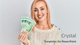  Presentation with south korean - PPT layouts having beautiful-caucasian-woman-holding-10000 background and a lemonade colored foreground