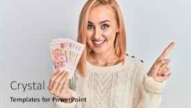  Presentation with singapore - Amazing PPT theme having beautiful-caucasian-woman-holding-10 backdrop and a lemonade colored foreground